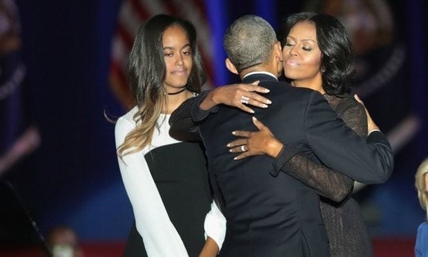 President Obama got emotional as he thanked his wife and daughters during his farewell speech.
Photo: Scott Olson/Getty Images