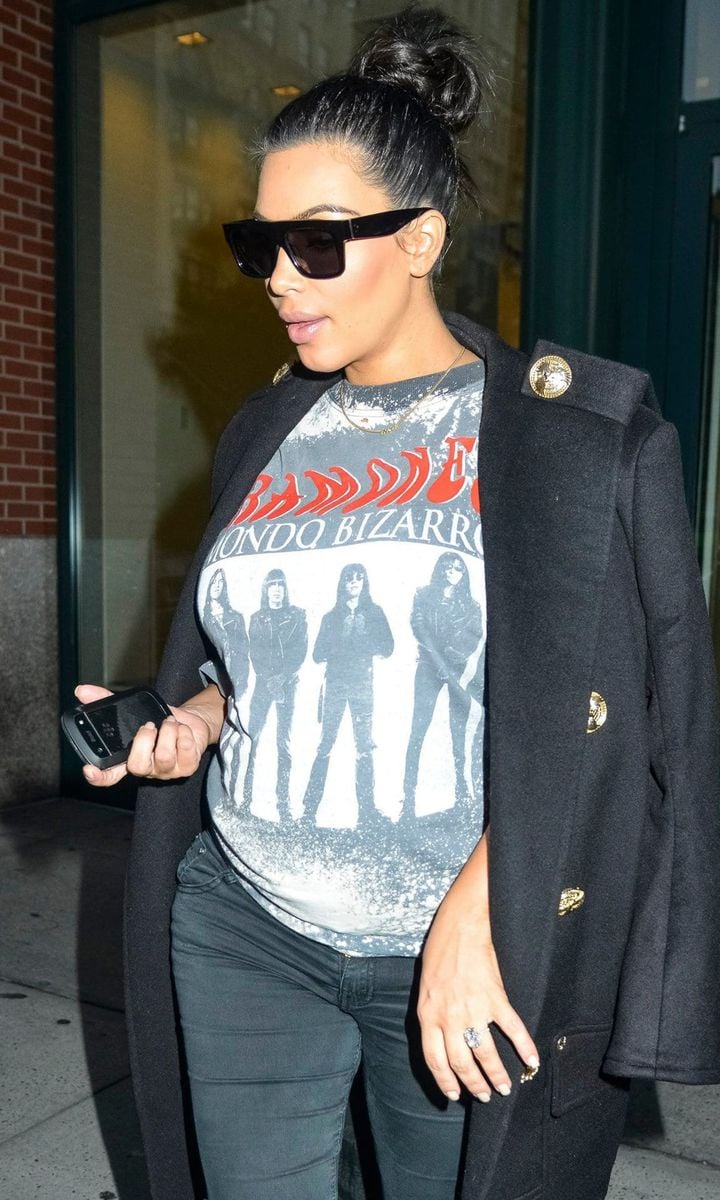 Kim Kardashian wearing a Ramones t-shirt