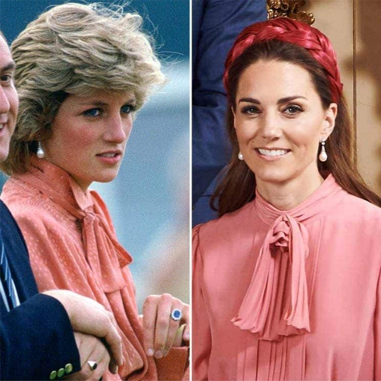 Princess Diana Kate pink bow pearl earrings