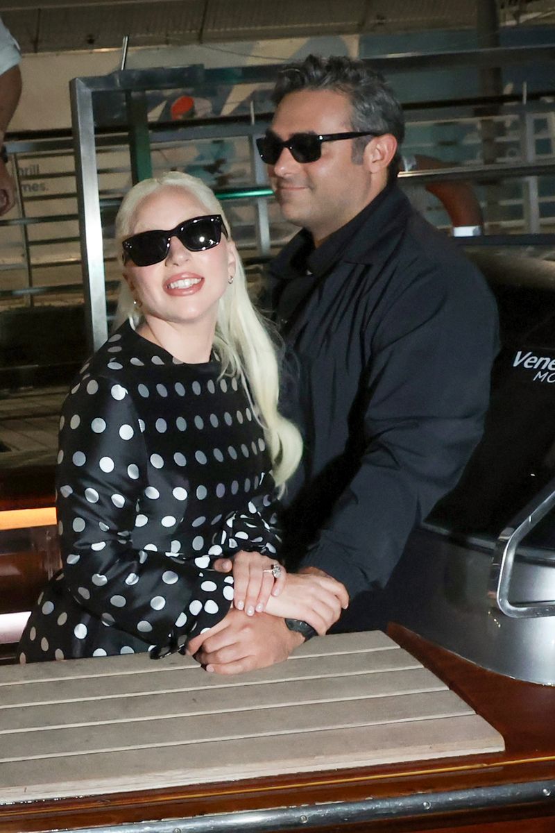  Lady Gaga and Michael Polansky are seen arriving at the Venice's airport