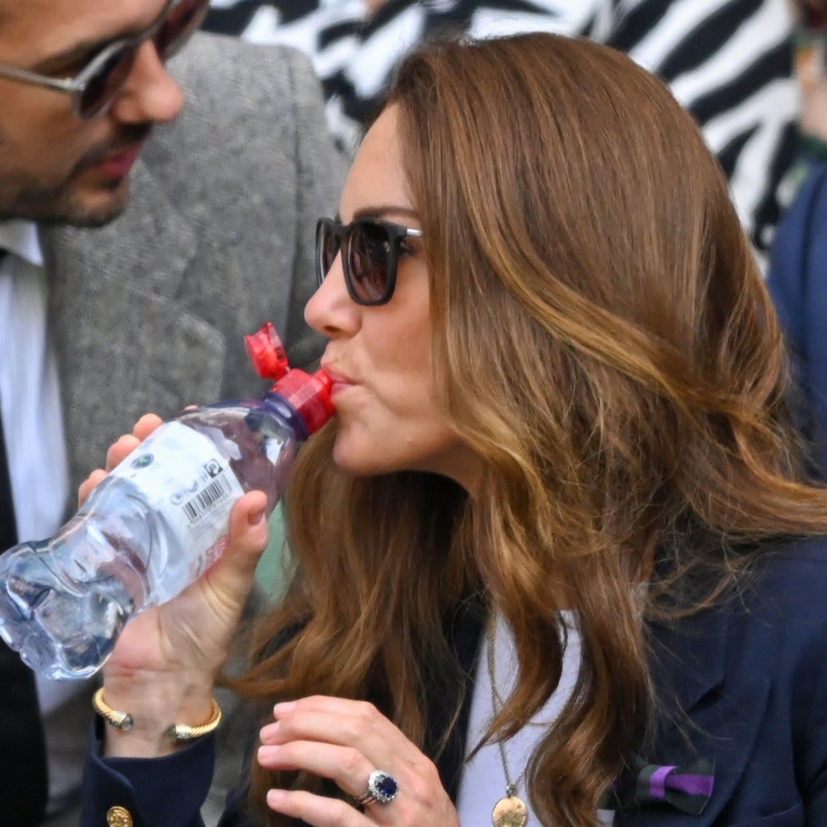 A quick water break for the Duchess (no doubt all that cheering and stressing is exhausting!)