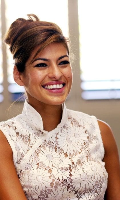 Eva Mendes in 2003 white a white lace dress