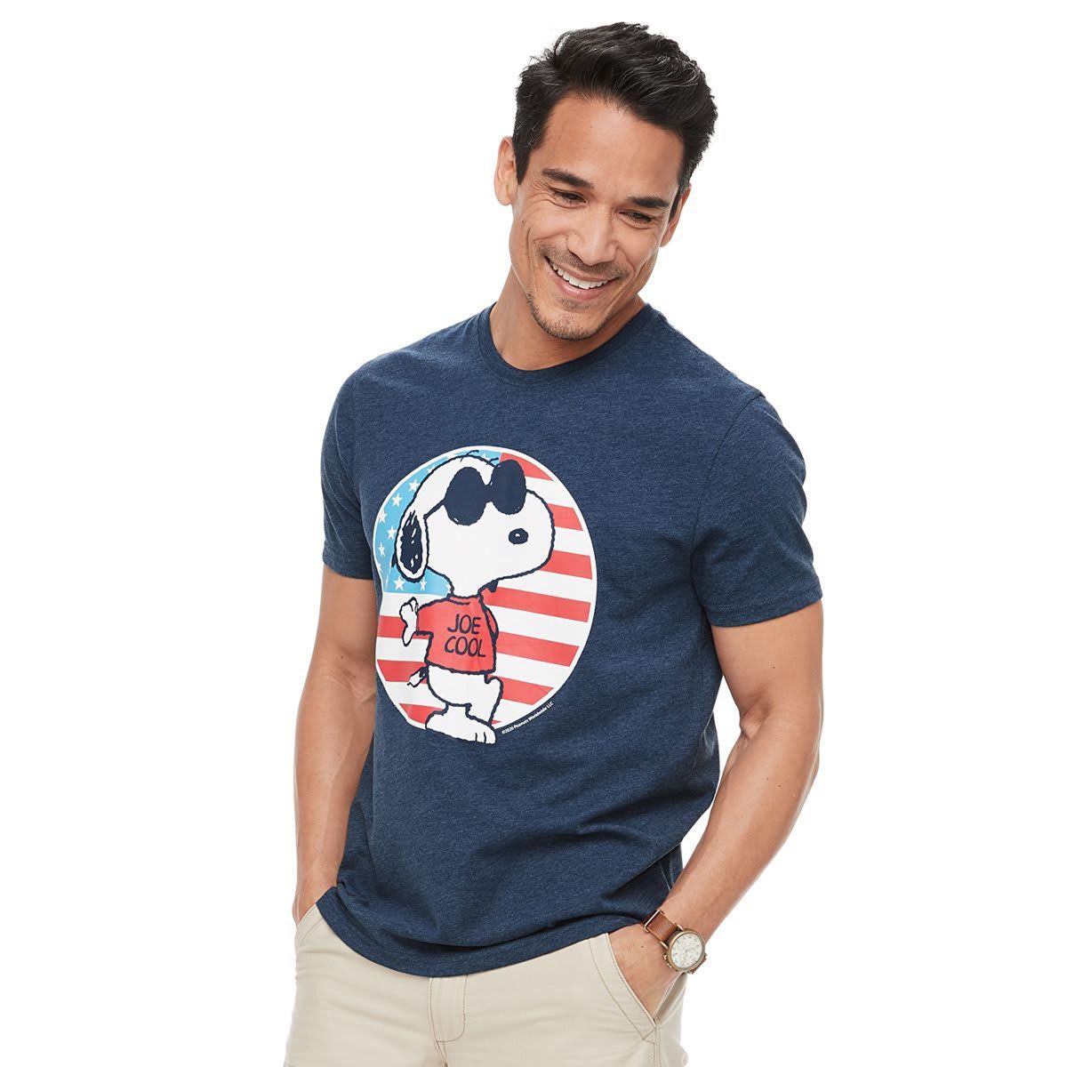 Family Fun Men's Peanuts Snoopy Patriotic Joe Cool Graphic Tee