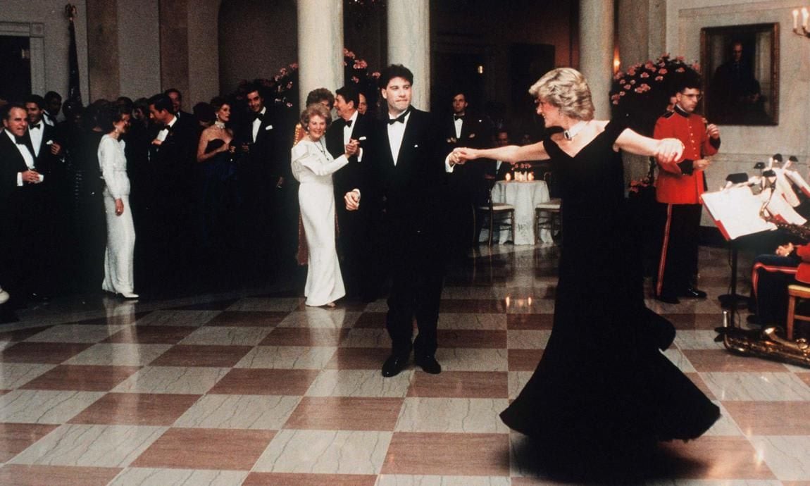 Princess Diana wore the dress when she famously danced with John Travolta at the White House in 1985