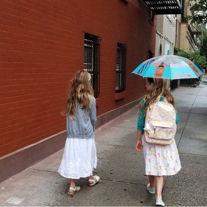 Sarah Jessica Parker and Matthew Broderick
Sisterly support! The <i>Divorce</i> star captured her twin daughters Tabitha and Marion walking in the direction of school, which she captioned: "Annual first day of school photo. One of these little ladies started school today. The other little lady wanted to walk her sister. Hope all those who start school this week have a wonderful first day at school."
Photo: Instagram/@sjp