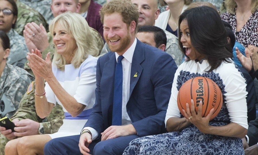 <b>5. She hangs out with Prince Harry</b>
Ahead of the 2016 Invictus Games, Michelle and Prince Harry engaged in some friendly trash talk. Michelle was also the envy of many as she sat courtside with the young Prince while watching the wounded warriors basketball game in 2015 and the two, and Michelle's husband Barack Obama have now been pals for years.
Photo: Getty Images