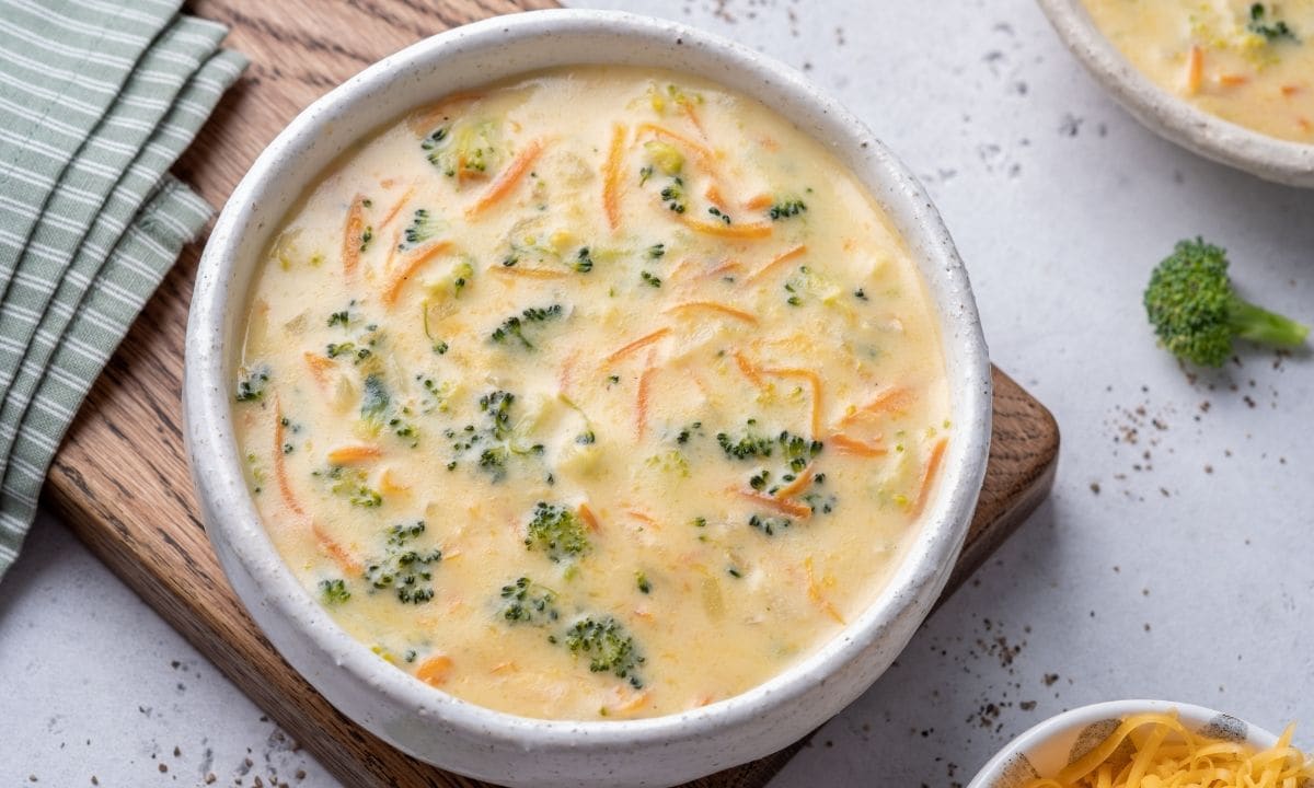 Fall and winter recipe: broccoli, carrot, and cheddar cheese soup