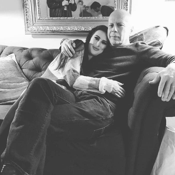 Rumer Willis cozied up close to her dad Bruce Willis at the Fairfield Theatre in Connecticut. Attached to the father-daughter photo, the actress wrote, "It's the simple moments.....#overthelovetour."
Photo: Instagram/@ruelarue