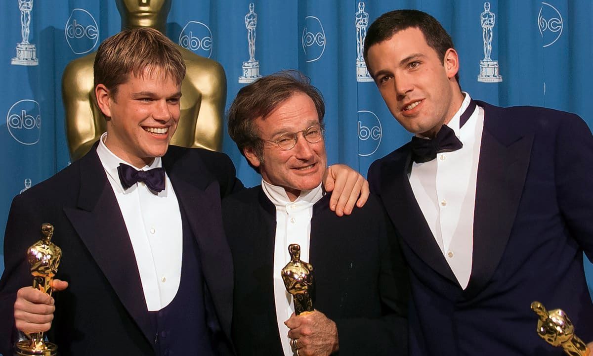 Winners Ben Affleck Matt Damon Robin Williams at Academy Awards 1998