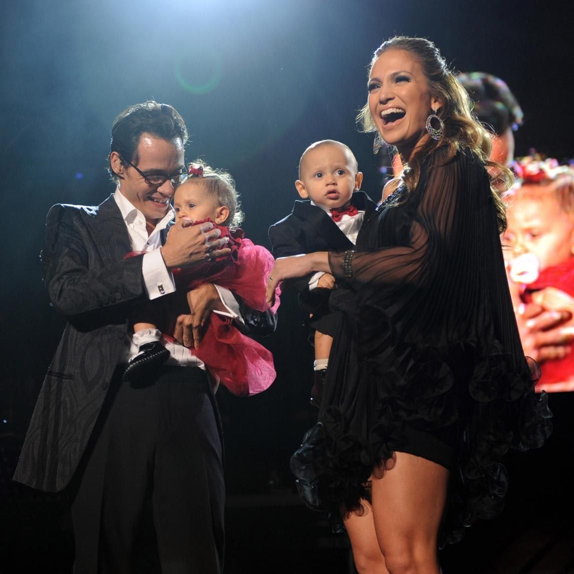 Marc Anthony with Jennifer Lopez and their twins Max and Emme