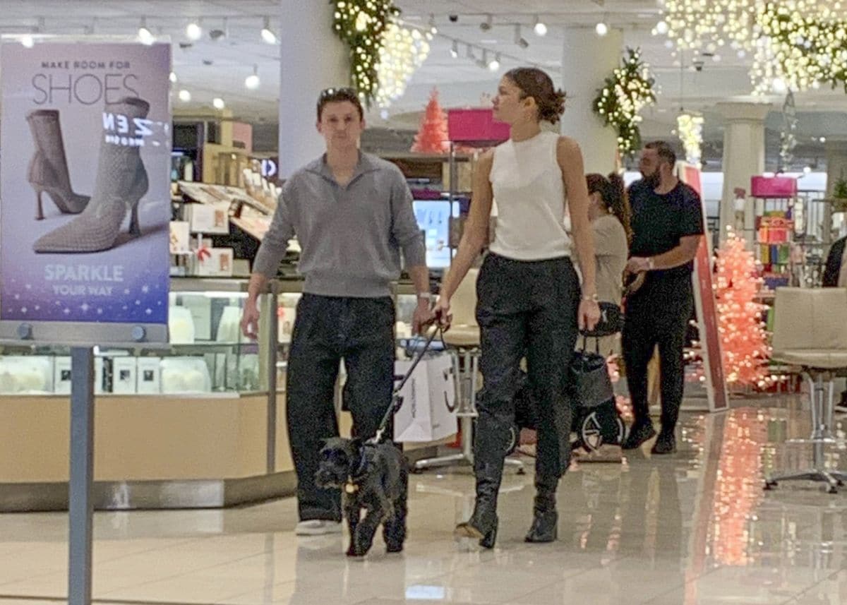 Holland, Zendaya and Noon in a mall in Los Angeles