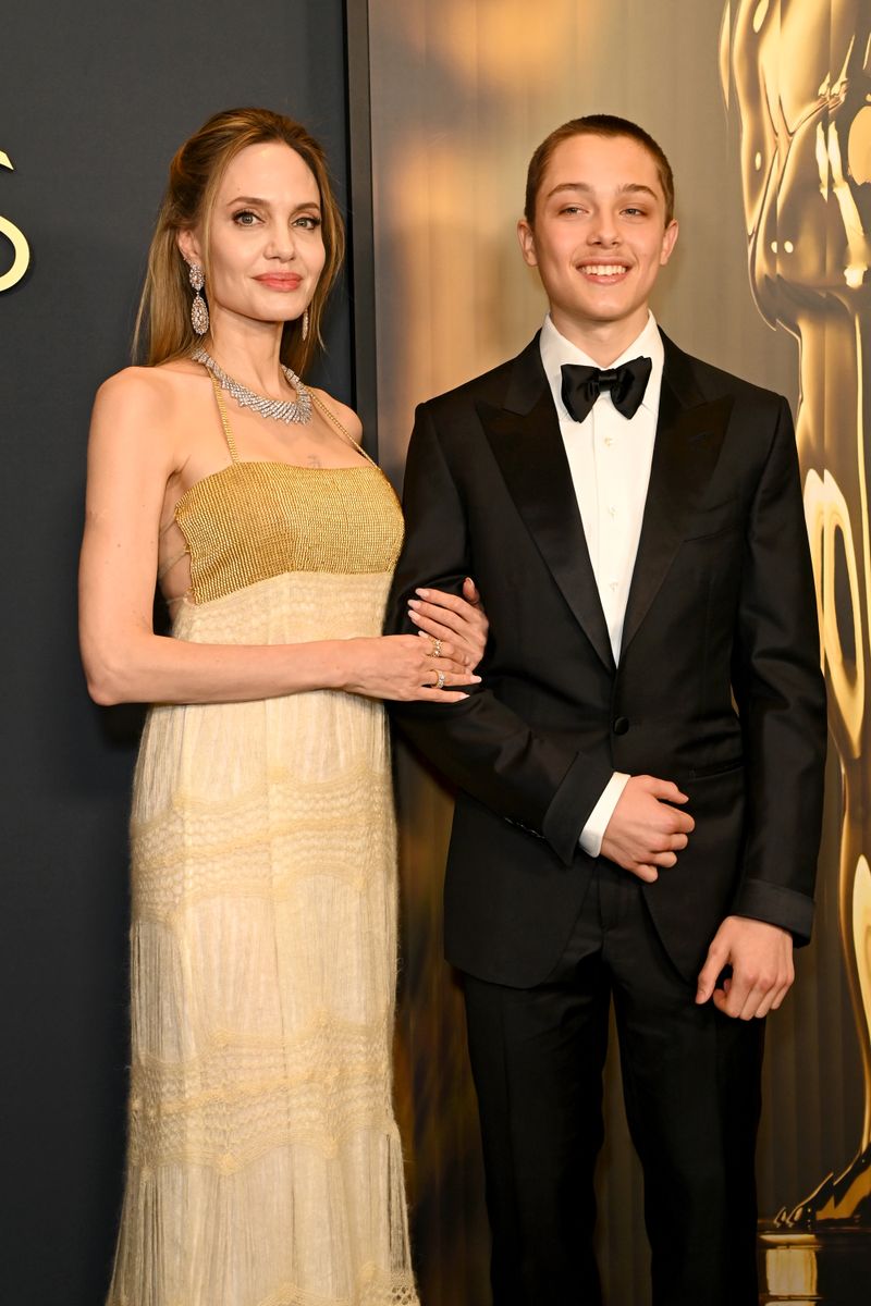 Angelina Jolie and Knox Jolie-Pitt attend the 2024 Governors Awards 