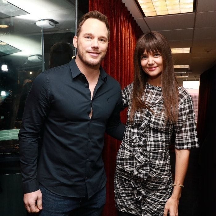 December 6: Chris Pratt and Katie Holmes snapped a picture during their visit to Sirius XM radio in NYC.
Photo: Maro Hagopian