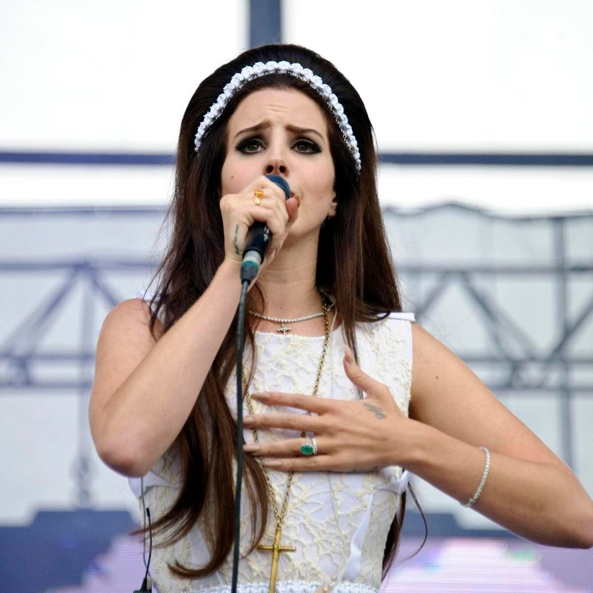 US singer, Lana Del Rey, performs on stage.