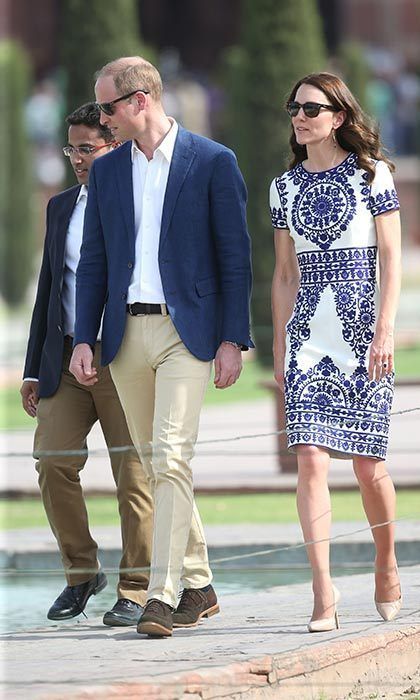 After leaving Bhutan, the royal couple headed back to India to visit the Taj Mahal, where Kate opted for an embroidered Pre-Fall 2015 look by Indian-American designer Naeem Khan.
<br>
Photo: Getty Images