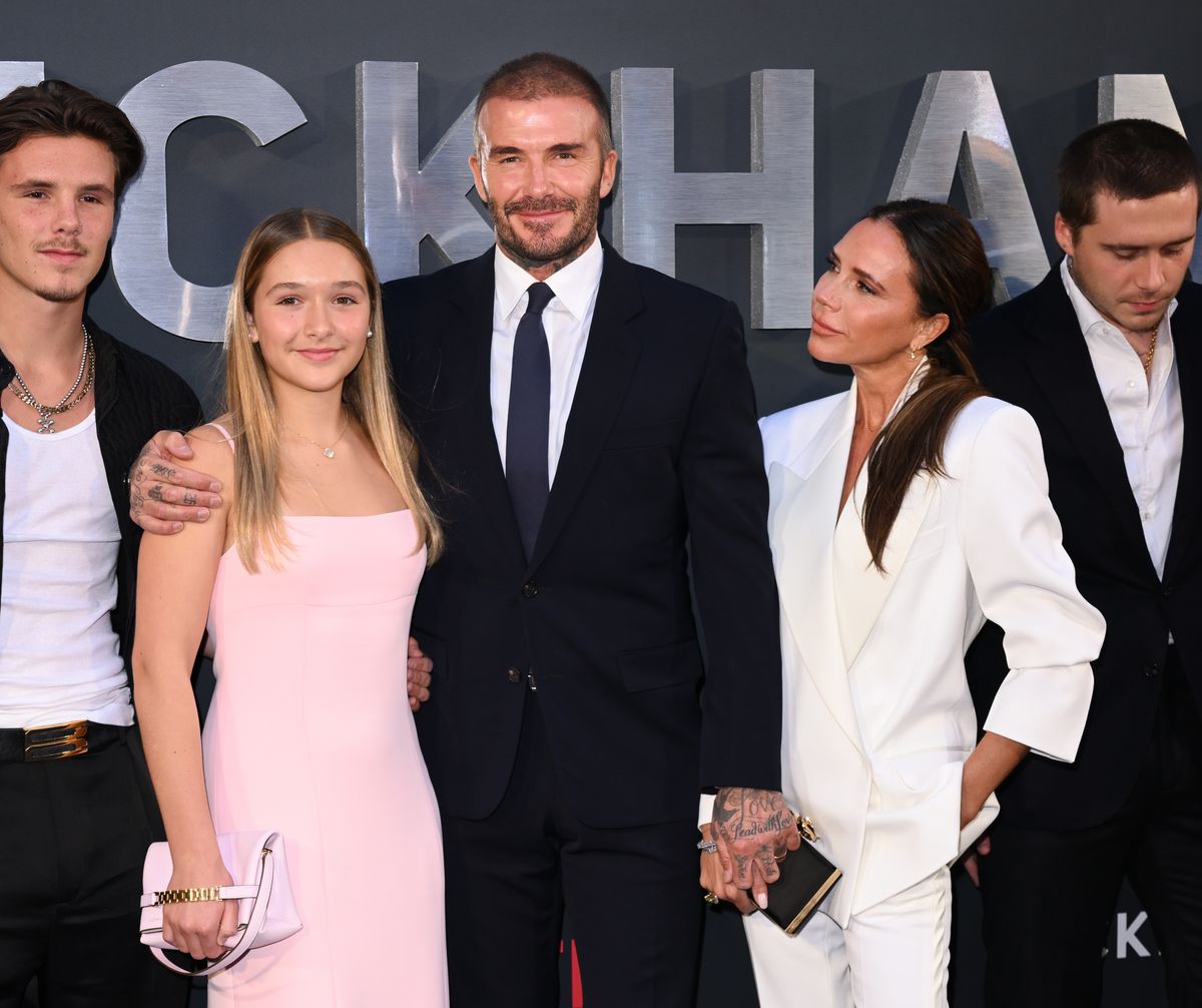 Harper Beckham, David Beckham and Victoria Beckham attend the Netflix 'Beckham' UK Premiere 