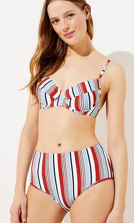 Vertical stripe bikini with support top and hipster brief from Loft