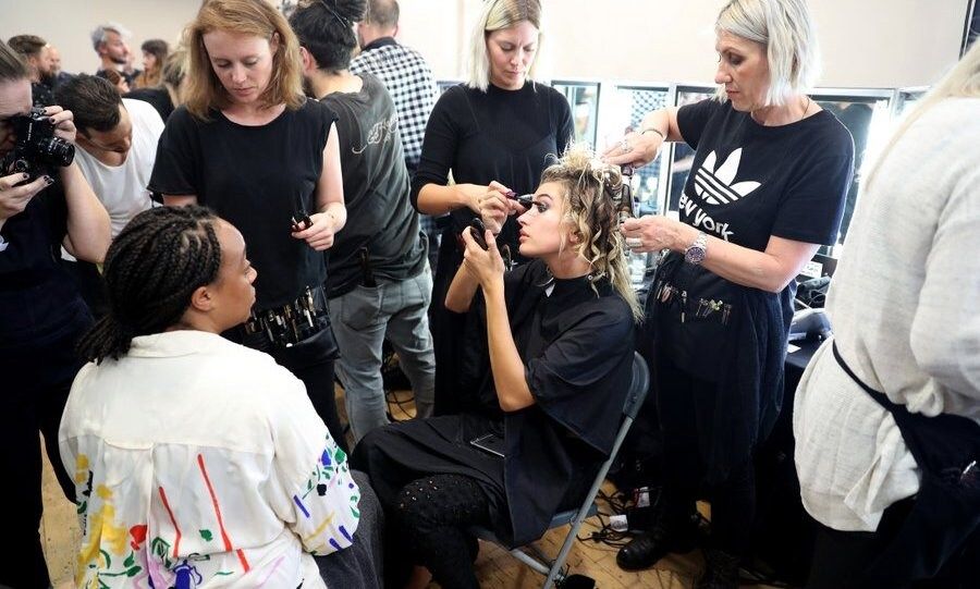 Model Hailey Baldwin got runway ready ahead of the Julien Macdonald show.
Photo: Mike Marsland/WireImage