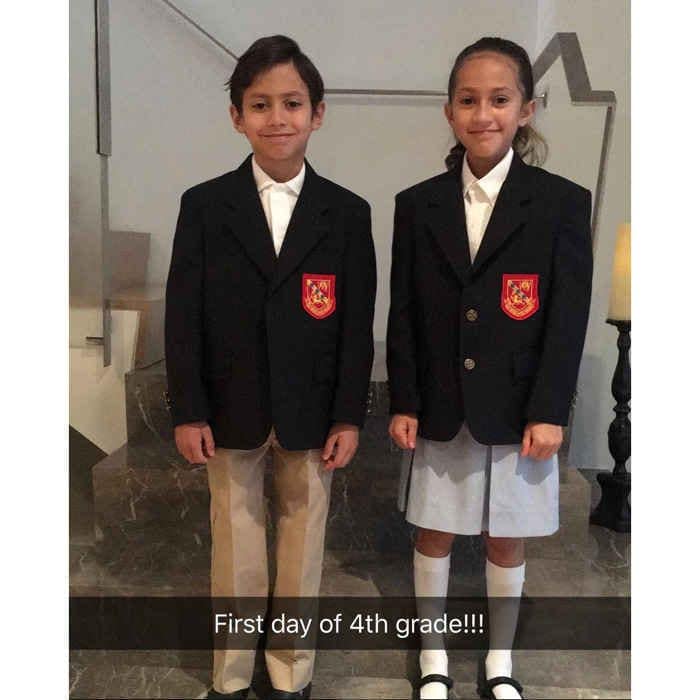 Jennifer Lopez's twins started their first day of fourth grade on Thursday, September 7, and the proud mom took to her Instagram to celebrate. "So proud of my babies#notbabiesanymore #4thgrade #love," the 48-year-old captioned the picture of her nine-year-old son Max and daughter Emme twinning in their school blazers.
Photo: Instagram/@jlo