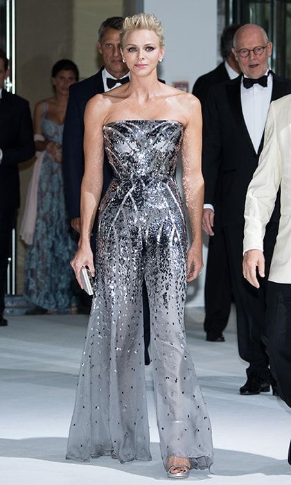 Princess Charlene was stunning at the Monaco Red Cross ball in a sparkling jumpsuit by Atelier Versace.
Photo: Pascal Le Segretain/Getty Images