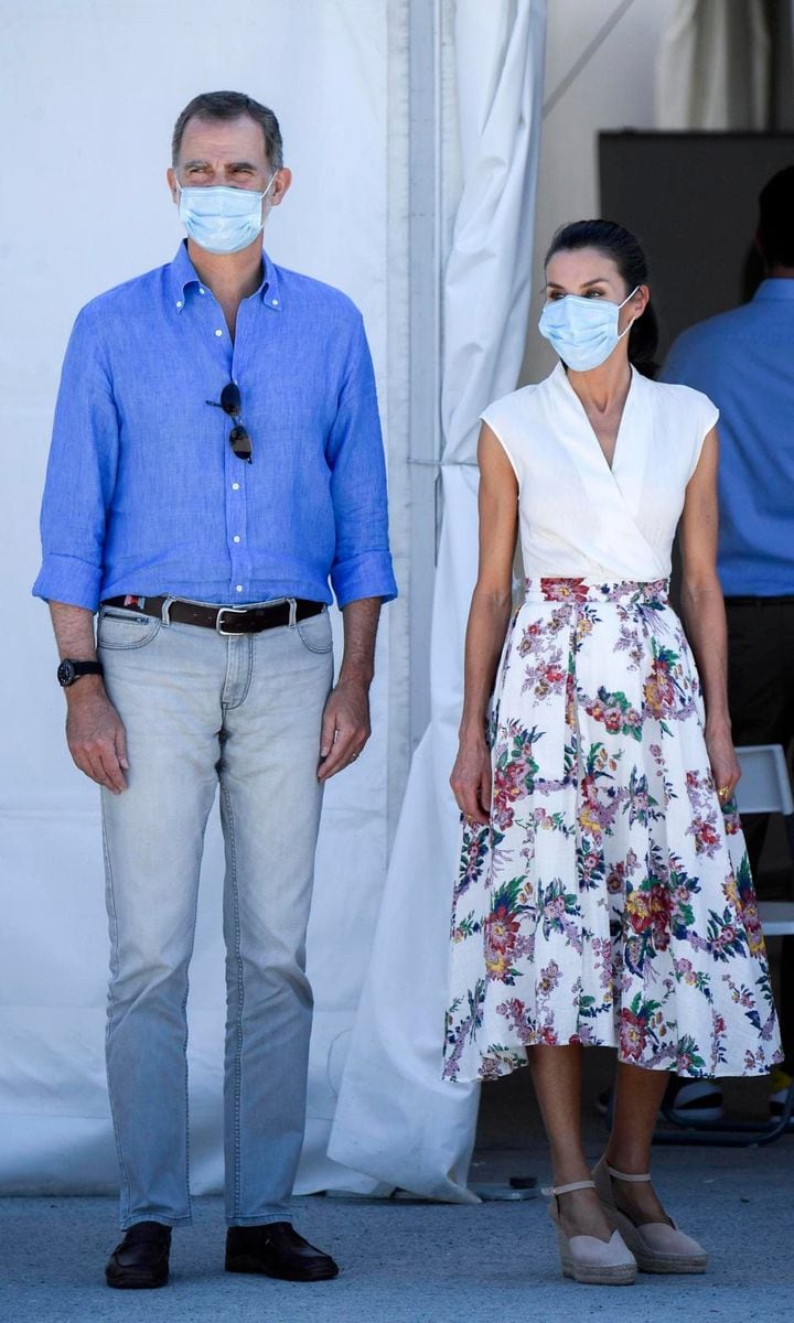 Queen Letizia stunned in a floral skirt and Zara top on July 7