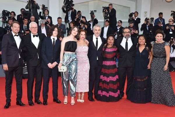 Bu Cuarón and the cast of Roma at the 75th Venice Film Festival 