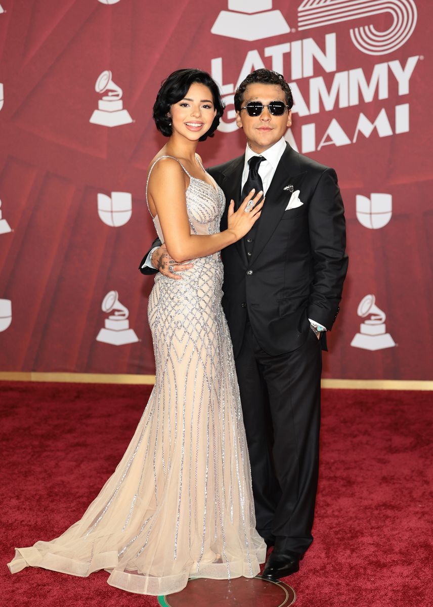 Angela Aguilar and Christian Nodal attend the 25th Latin GRAMMY Awards at Kaseya Center on November 14, 2024 in Miami, Florida. (Photo by Dimitrios Kambouris/Getty Images for The Latin Recording Academy)