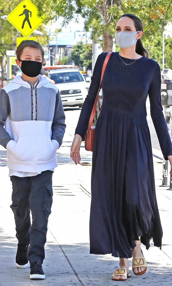 Angelina Jolie out shopping with her son Knox.