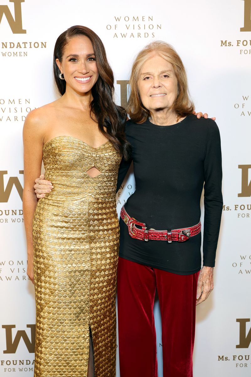 NEW YORK, NEW YORK - MAY 16: Meghan, The Duchess of Sussex and Gloria Steinem attend the Ms. Foundation Women of Vision Awards: Celebrating Generations of Progress & Power at Ziegfeld Ballroom on May 16, 2023 in New York City. (Photo by Kevin Mazur/Getty Images Ms. Foundation for Women)