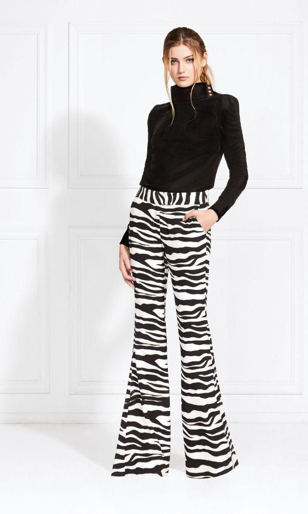 Zebra Printed Flared Pants by Rachel Zoe