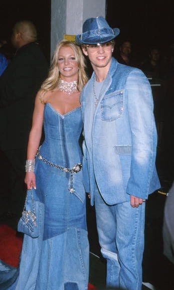 Give them denim! With his leading lady at the time, Britney Spears, Justin turned heads at the American Music Awards in January 2000, in matching all denim outfits.
<br>
Photo: Getty Images