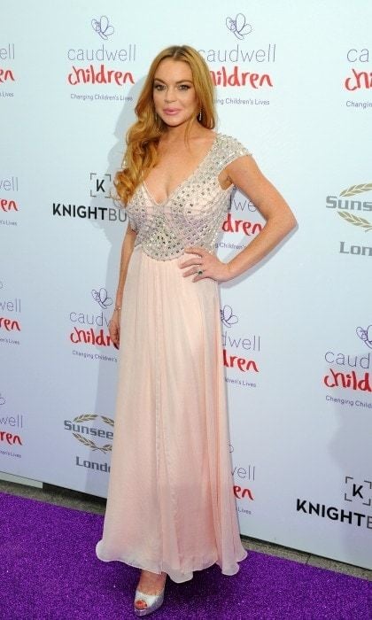 June 22: Lindsay Lohan left a stylish mark in a blush pink gown during the 2016 Butterfly Ball in London.
<br>
Photo: Getty Images