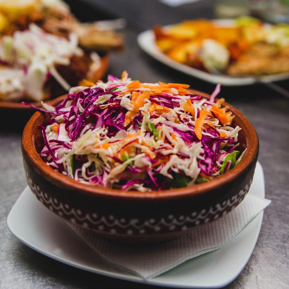 Healthy salad with red cabbage