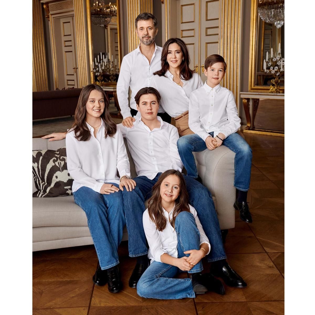 Crown Princess Mary was joined by her kids and husband in new portraits released to mark her 50th birthday