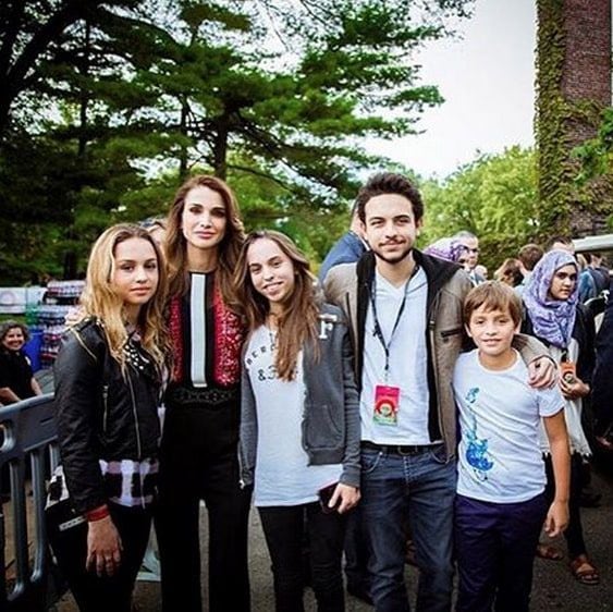 Queen Rania of Jordan and her family celebrated the UN's new global goal to end world poverty and the birthdays of her two princesses Salma and Iman during her trip to New York City for the Global Citizen Festival.
<br>
Photo: Instagram/@alhusseinjo