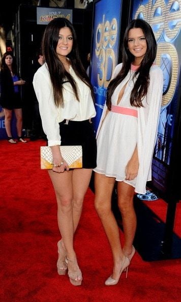 Kylie went for shorts while Kendall stunned in a caped dress at the 2011 <i>Glee 3D Concert</i> movie premiere, where they were hosts.
<br>
Photo: Getty Images