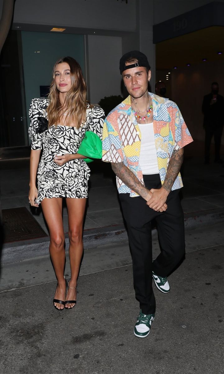 Hailey Bieber shows her legs in mini dress for Beverly Hills date with husband Justin Bieber