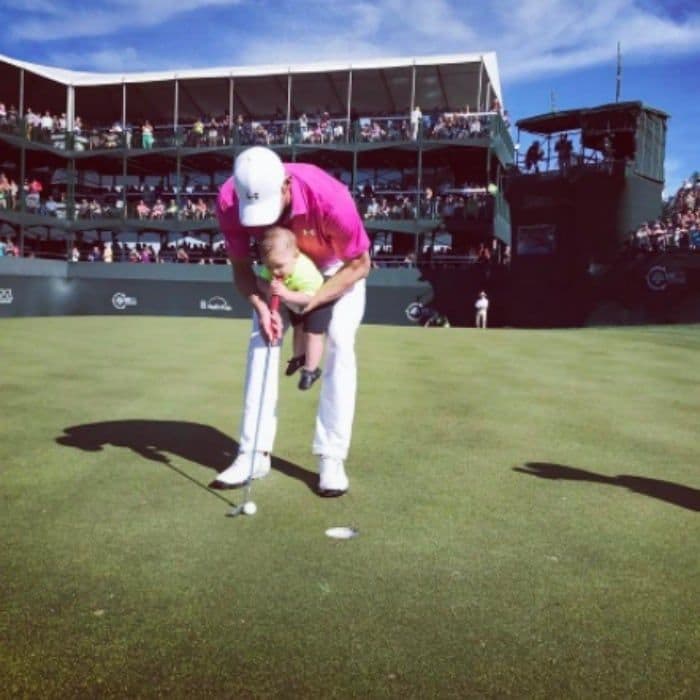 Day on the green! Boomer had a little help from Michael as he stepped up to the putt while out on the golf course in Phoenix.
Photo: Instagram/@boomerrphelps