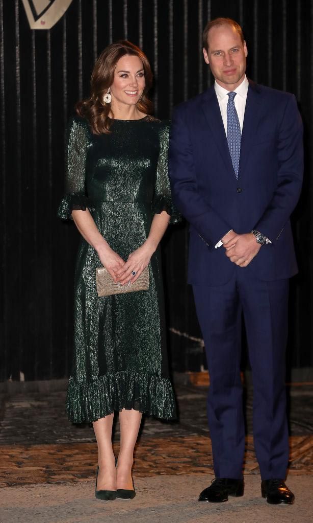 Kate Middleton in an emerald green dress with Prince William on their visit to Ireland
