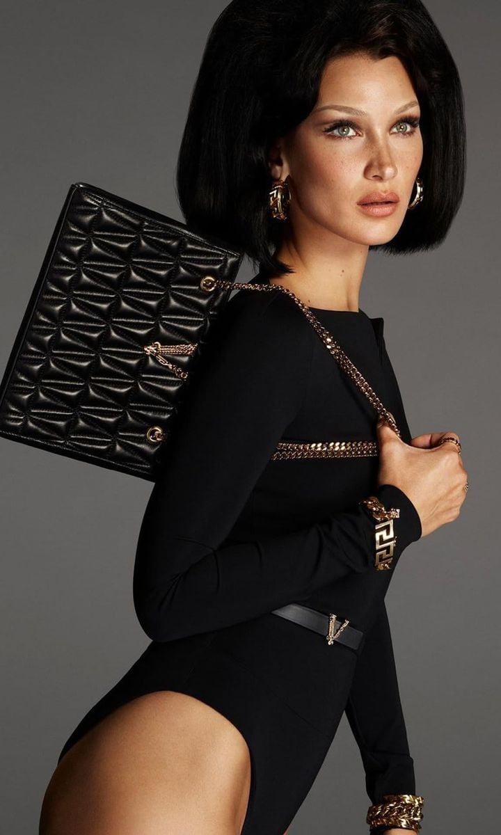 Bella Hadid models for Versace ‘22 campaign