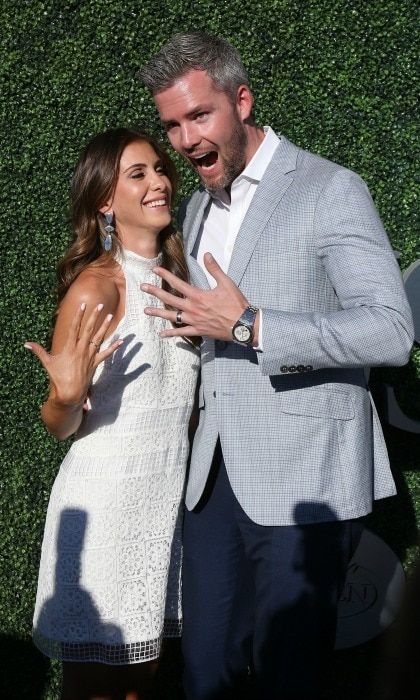 Newly married Ryan Serhant and Emilia Bechrakis showed off their bling before heading into the games.
<br>
Photo: GC Images