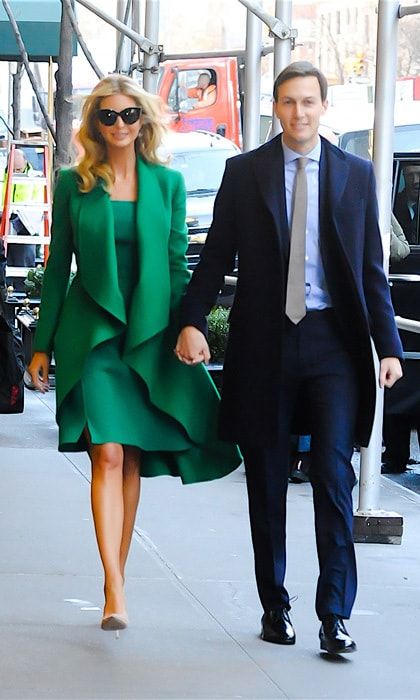 Ivanka looked gorgeous in a green ensemble as she prepared to leave NYC for Maryland.
Photo: Raymond Hall/GC Images