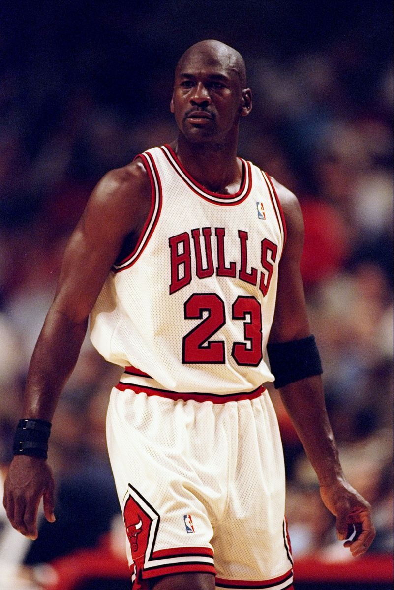 4 Nov 1997:  Guard Michael Jordan of the Chicago Bulls looks on during a game against the San Antonio Spurs at the United Center in Chicago, Illinois.  The Bulls won the game, 87-83. Mandatory Credit: Jonathan Daniel  /Allsport