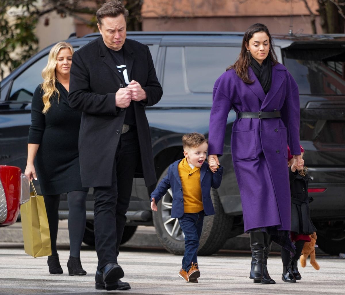 Elon Musk, Shivon Zilis and children Strider, and Azure, February 13