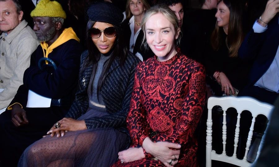 Naomi Campbell and Emily Blunt were seated next to each other as they watched the Christian Dior looks go by. The ladies were seen chatting and admiring the fashion.
Photo: Getty Images