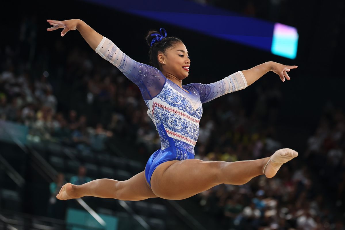 Hillary Heron of Team Panama competes in the floor exercise during the Artistic Gymnastics Women's Qualification on day two of the Olympic Games Paris 2024 at Bercy Arena on July 28, 2024, in Paris, France. 