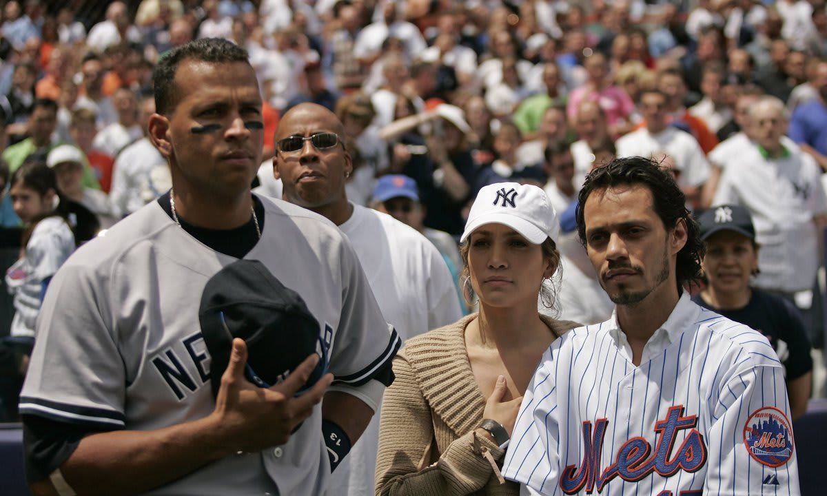 Jennifer Lopez and Marc Anthony   New York Yankees vs New York Mets   May 21, 2005
