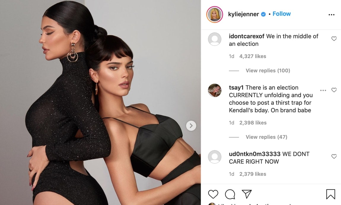 Screenshot of Kylie Jenner's Instagram post.