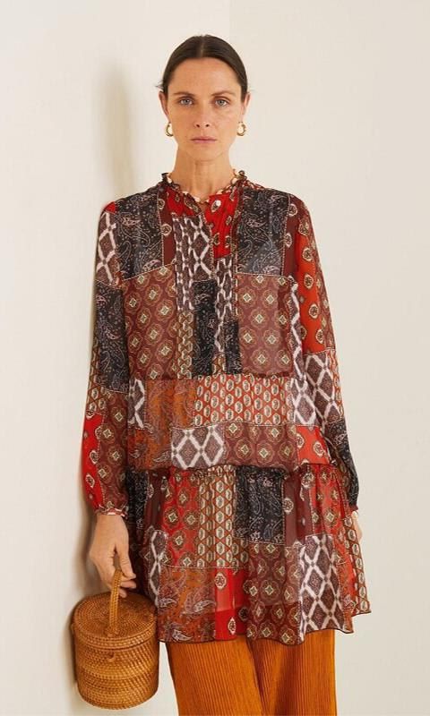 Patchwork print dress de Mango