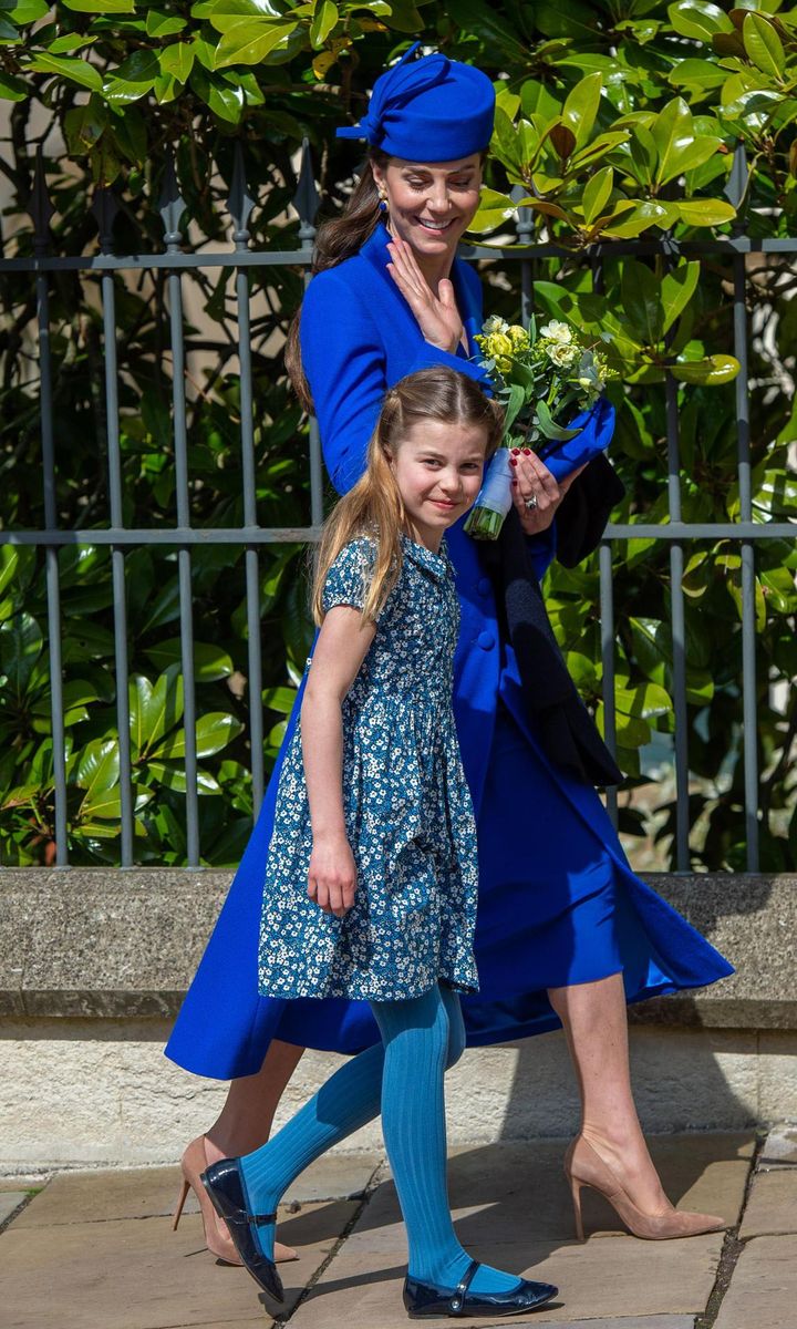 Princess Charlotte, seven, looked Easter-ready wearing a floral print dress.